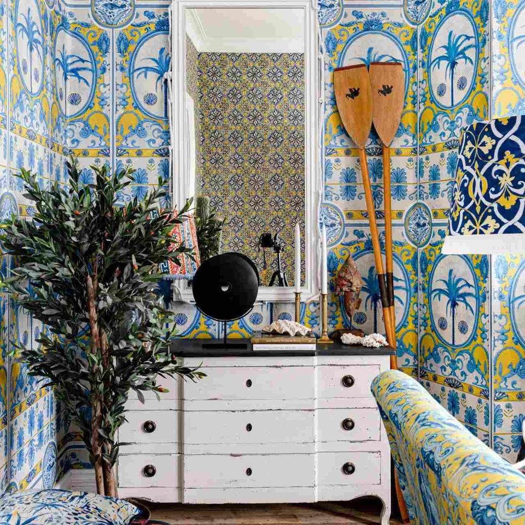 The Villa Mural Yellow Wallpaper - Set of 3 Rolls - MINDTHEGAP