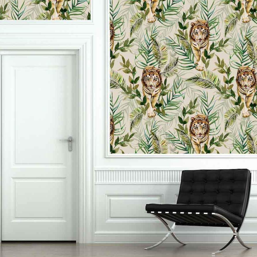Tiger Tiger Wallpaper - Cream - Graduate Collection