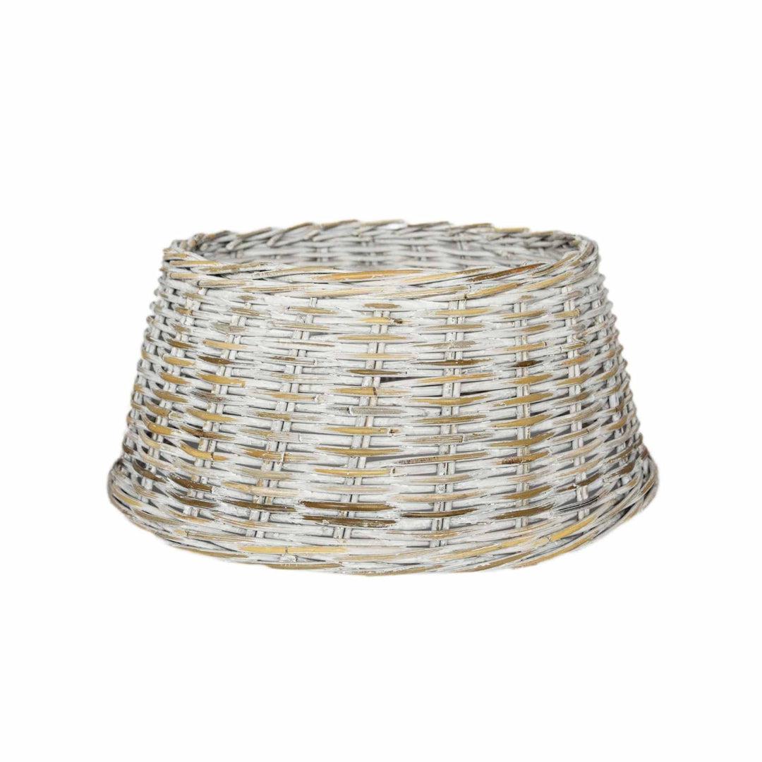 White Round Woven Wicker Xmas Tree Skirt