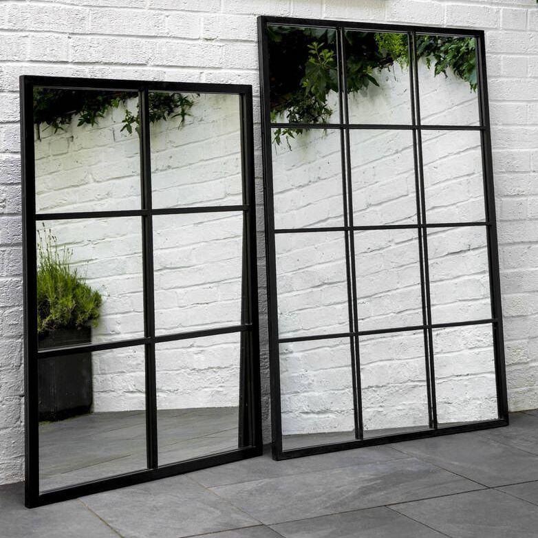 Black Rectangular Window Pane Outdoor Mirror