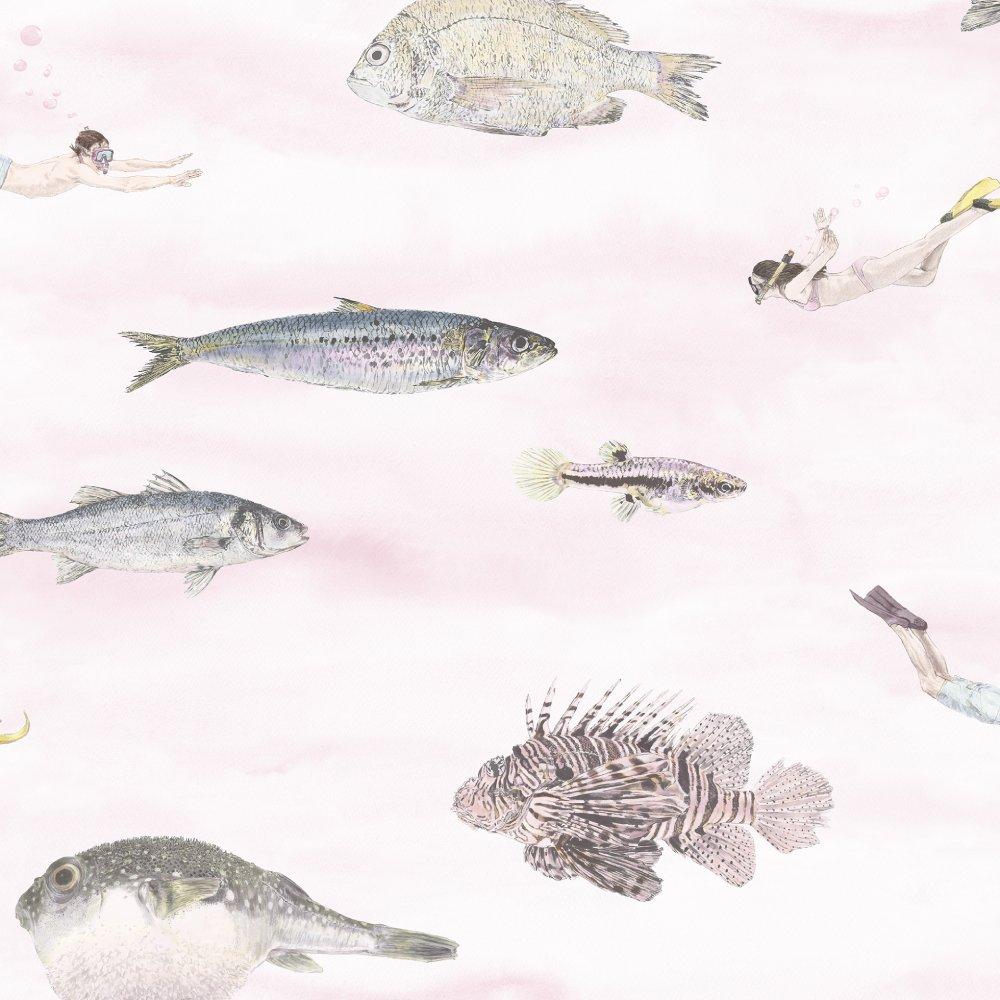 Fish Classic Wallpaper - Pink - Sian Zeng