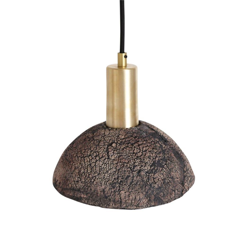 Kauri Ceramic Dome Pendant - Black Clay - Mullan Lighting