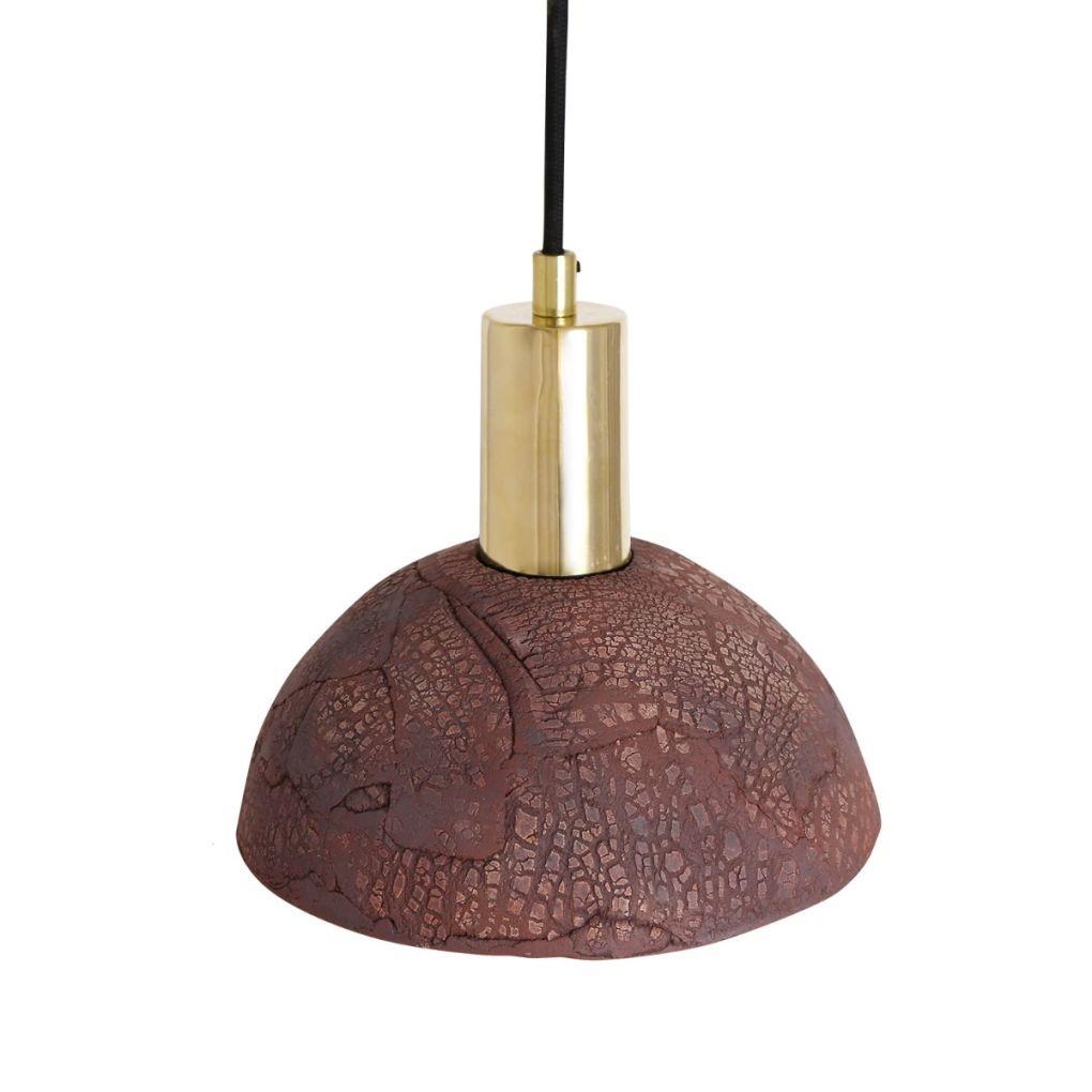 Kauri Ceramic Dome Pendant - Red Iron - Mullan Lighting