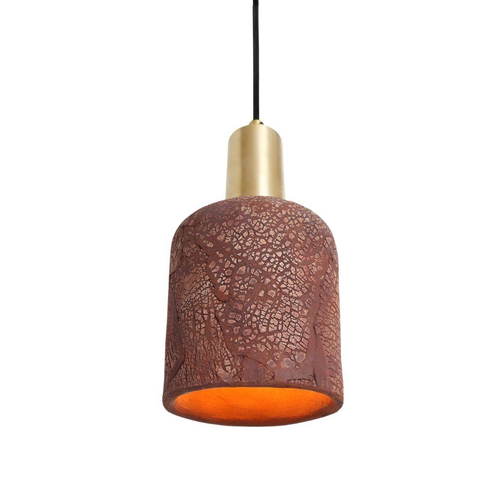 Osier Ceramic Pendant Light - Red Iron - Mullan Lighting