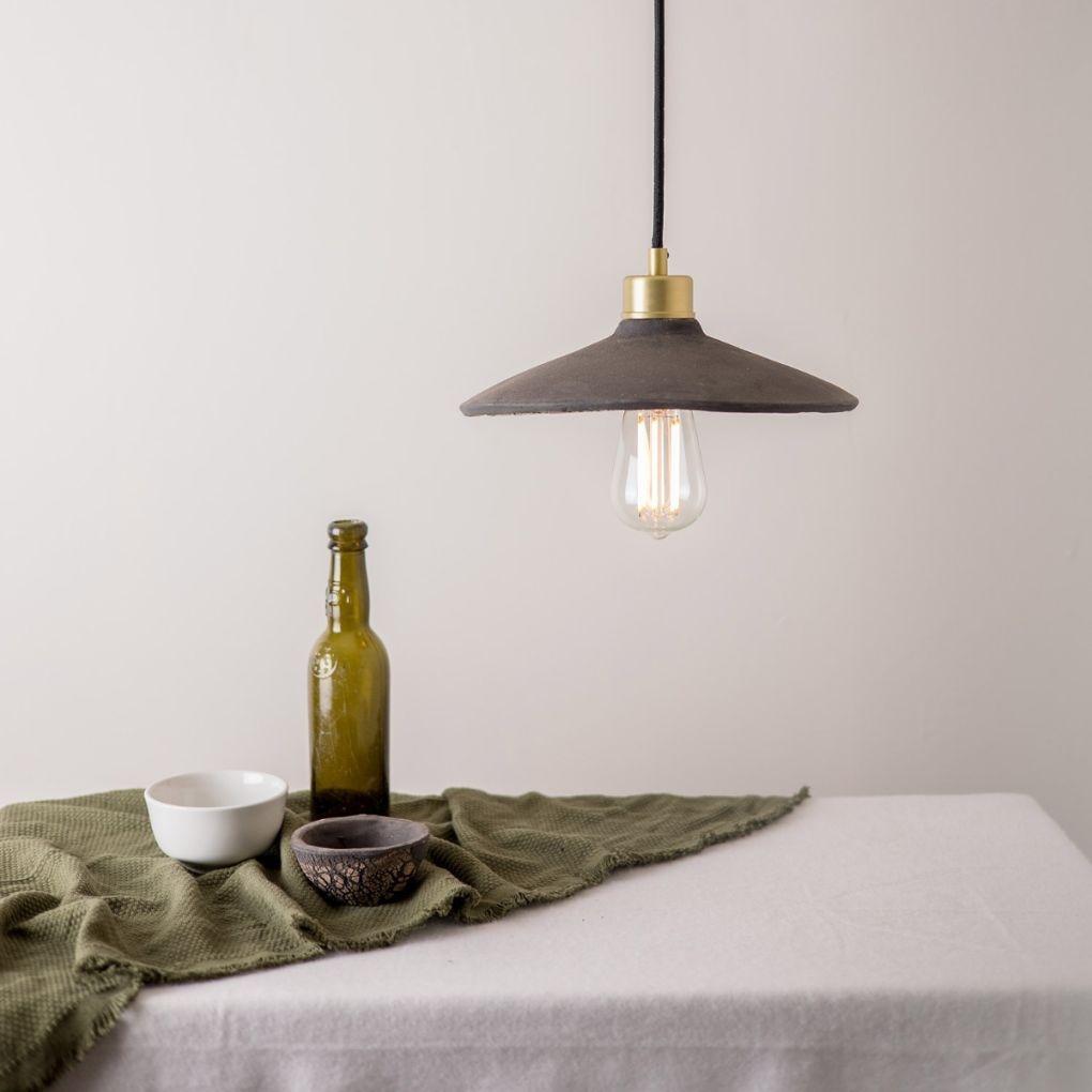 Pyrus Organic Ceramic Pendant Light - Black Clay - Mullan Lighting