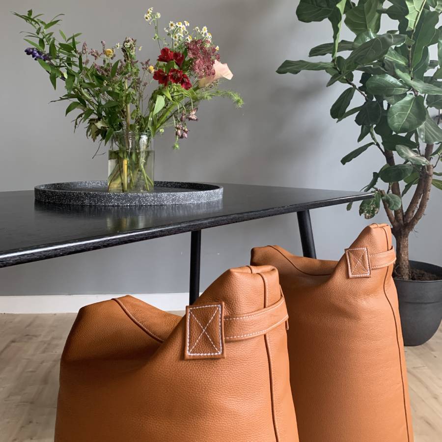 Satellite Leather Stool - Cognac - TRIMM Copenhagen