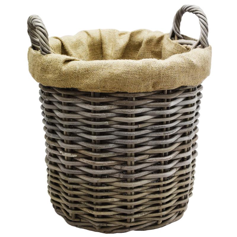 Set of 2 Round Wicker Log Baskets