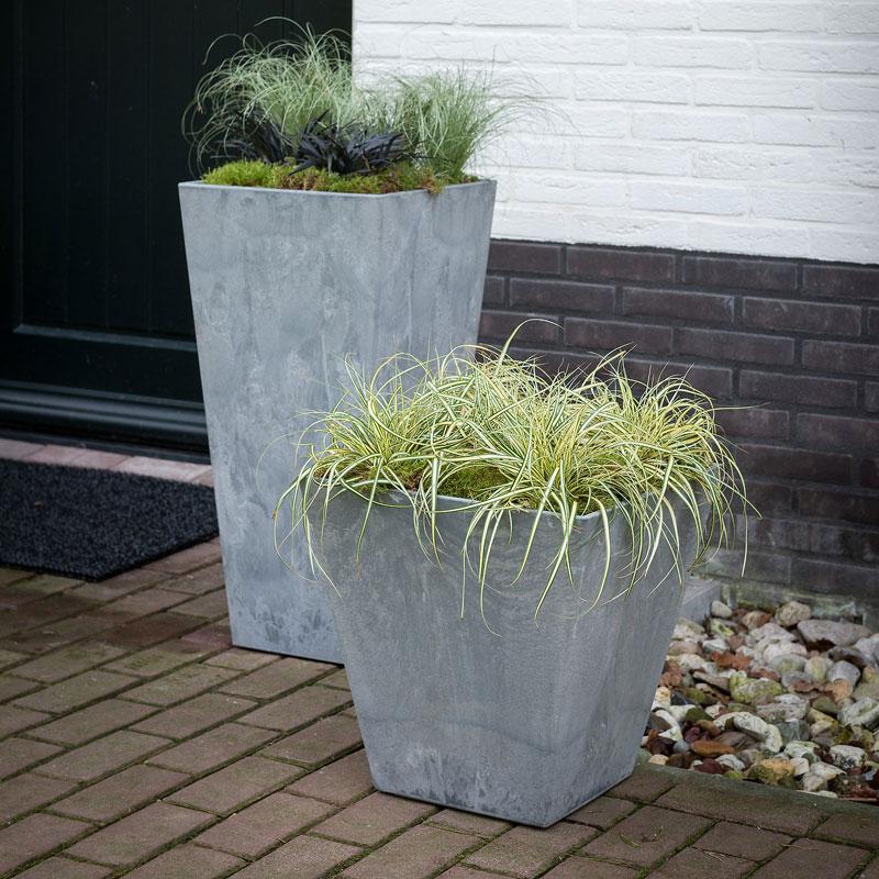 Tall Artstone Planter Vase - Grey