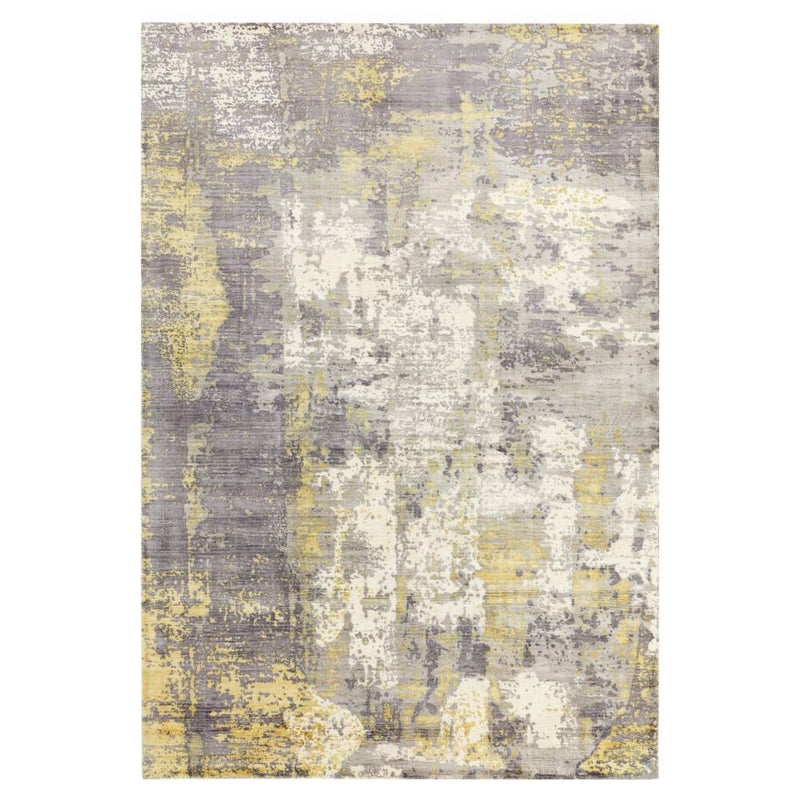 Abstract Screen Printed Hand Woven Rug - Gold