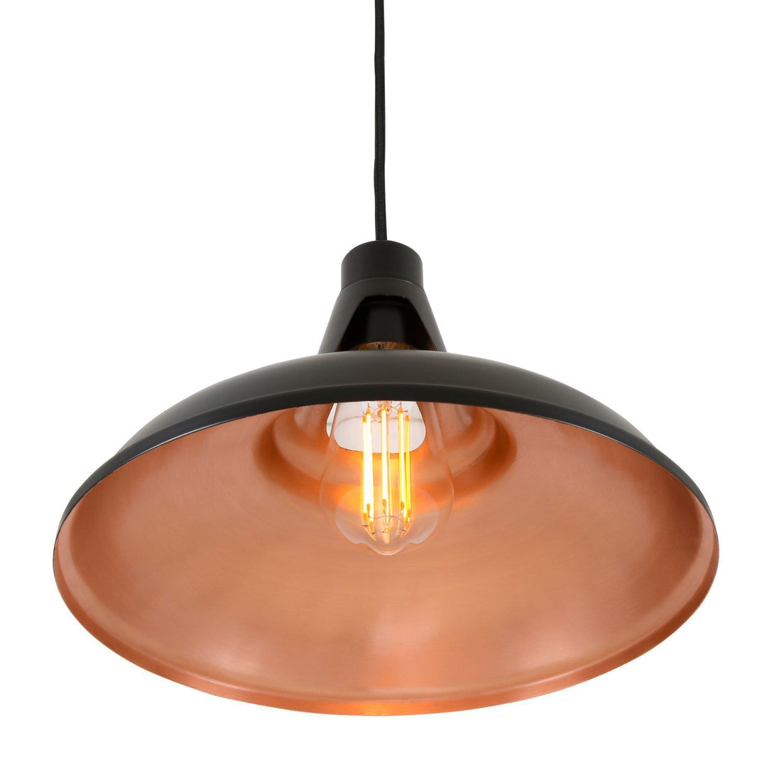 Alma Copper Pendant with Black Exterior - Mullan Lighting