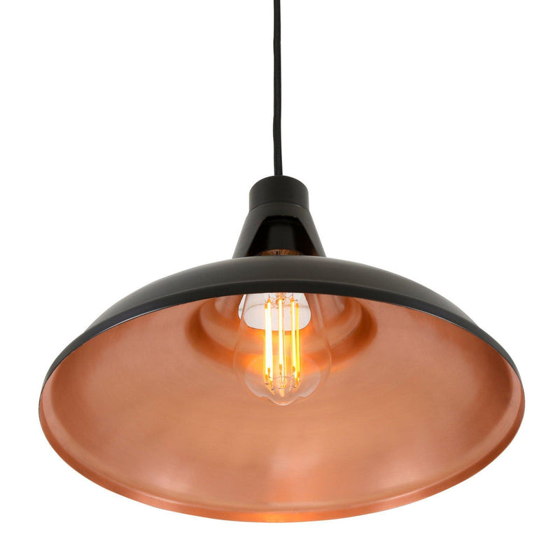 Alma Copper Pendant with Black Exterior - Mullan Lighting