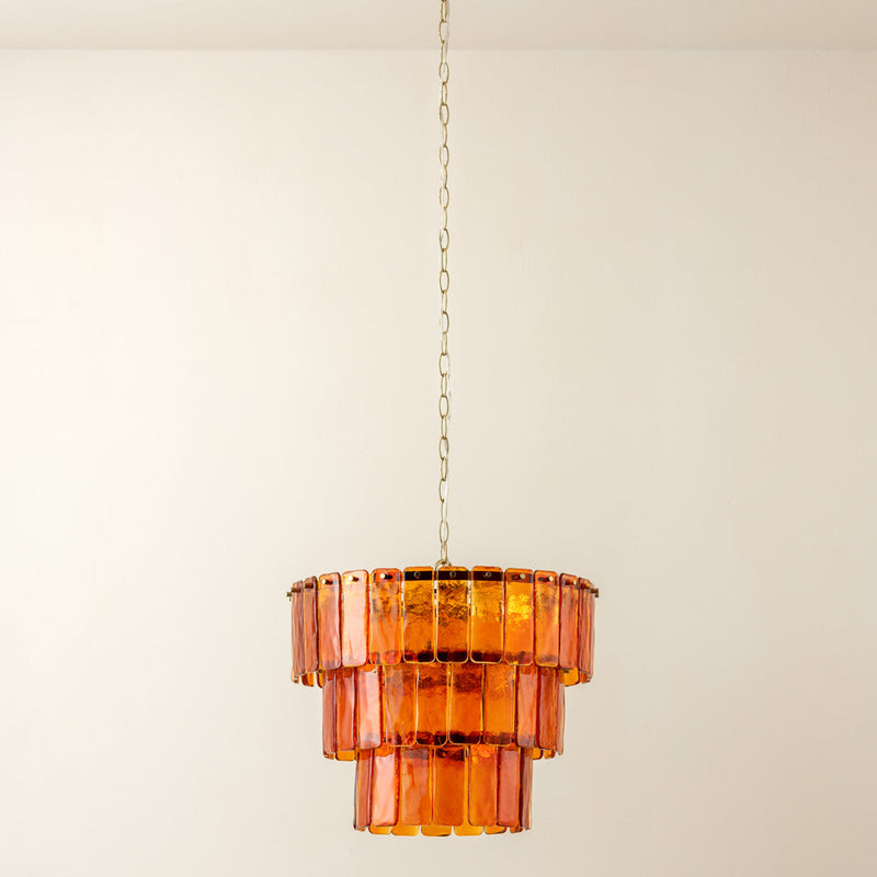 Amber Glass 3 Tiered Chandelier - Houseof