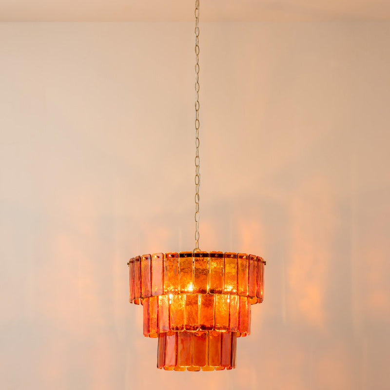 Amber Glass 3 Tiered Chandelier - Houseof