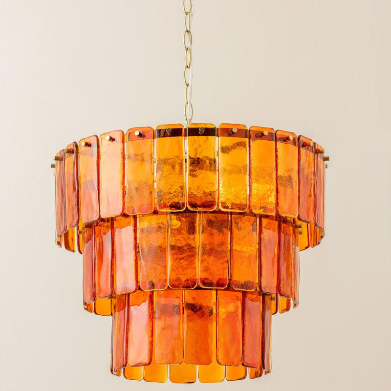 Amber Glass 3 Tiered Chandelier - Houseof