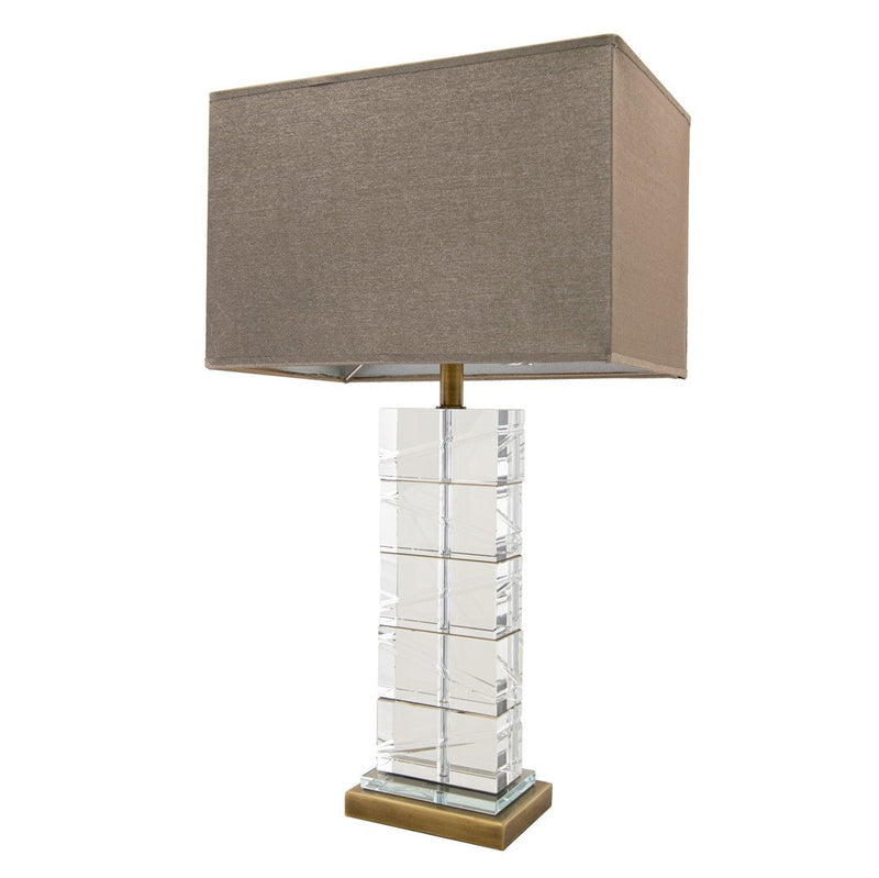 Antique Brass and Crystal Table Lamp - RV Astley