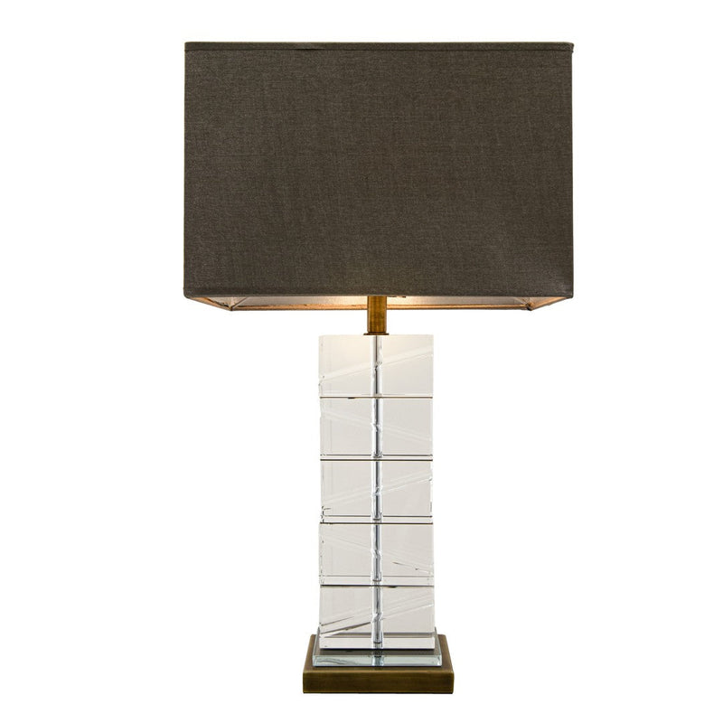 Antique Brass and Crystal Table Lamp - RV Astley