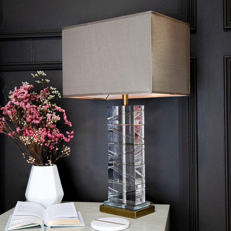 Antique Brass and Crystal Table Lamp - RV Astley