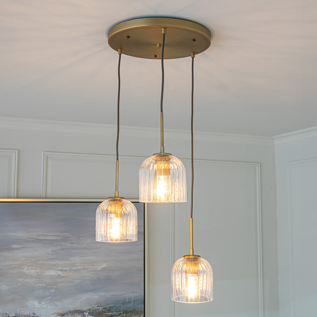 Astley Three Pendant in Antique Brass - RV Astley