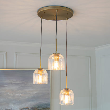 Astley Three Pendant in Antique Brass - RV Astley