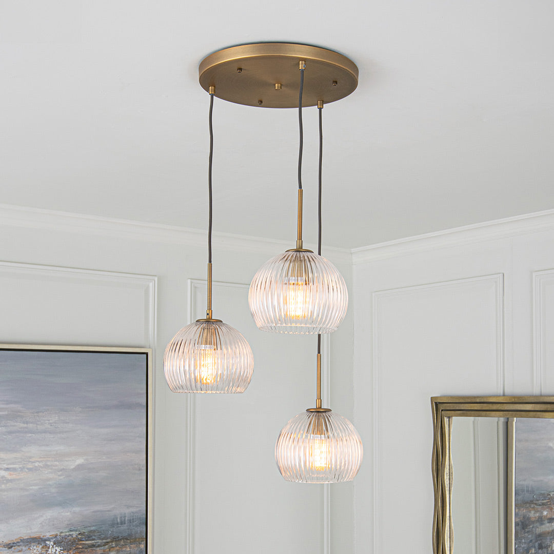 Astley Three Pendant in Antique Brass - RV Astley