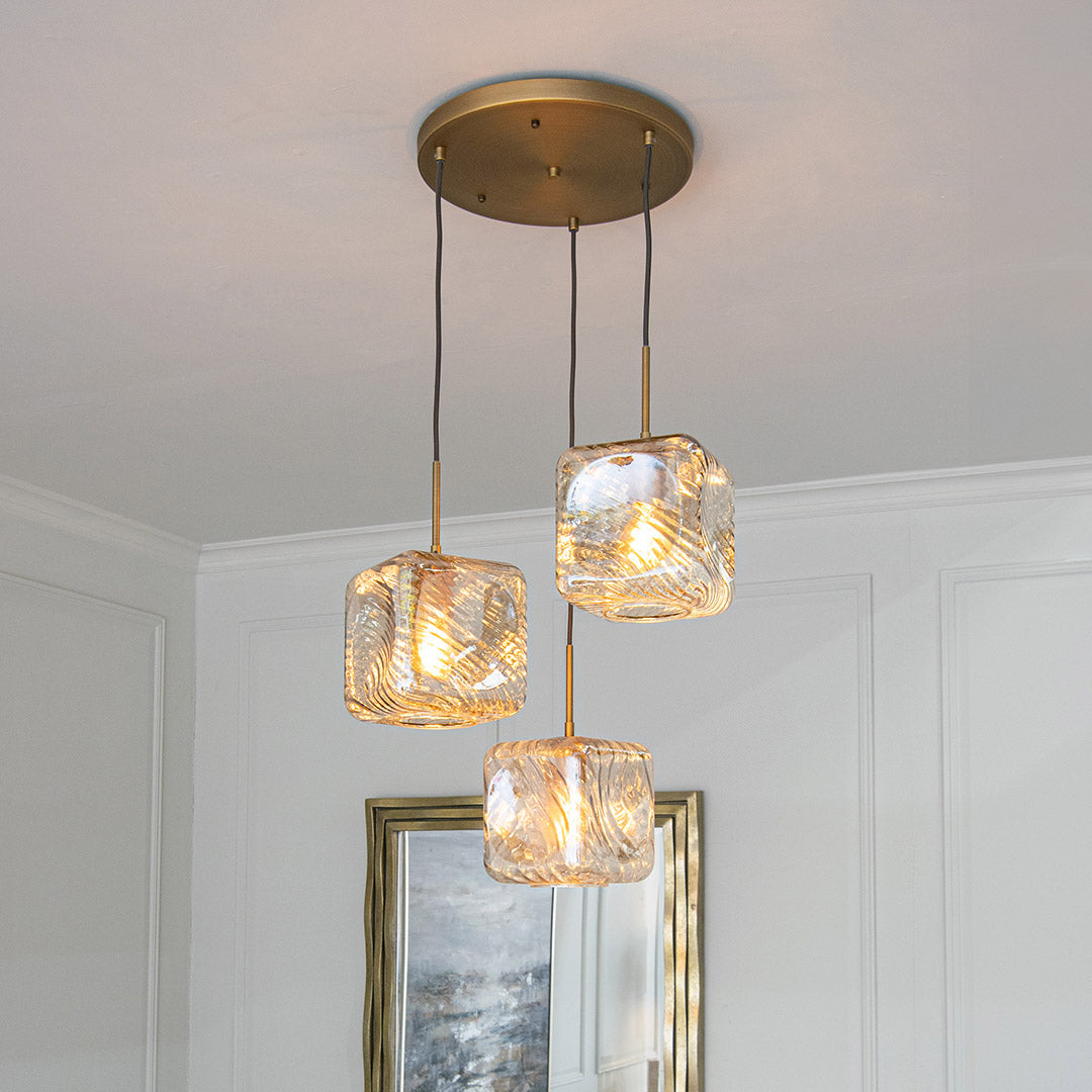 Astley Three Pendant in Antique Brass - RV Astley