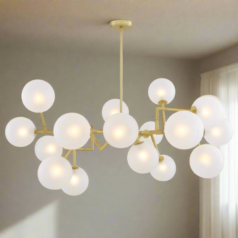 Athens Glass Globe Chandelier - Satin Brass - Mullan Lighting