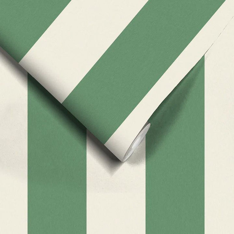 Awning Stripe Wallpaper - Green & Magnolia