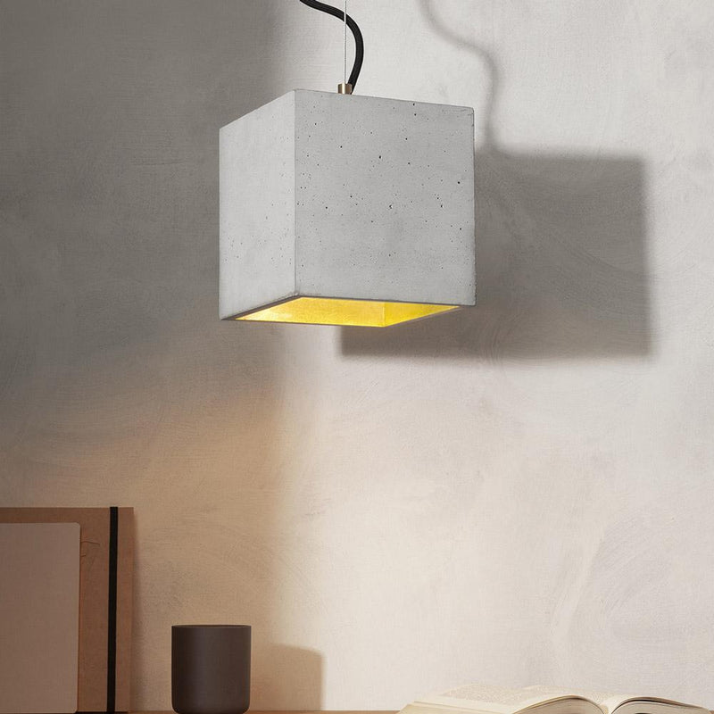 B5 Large Concrete Cubic Pendant Light - Light Grey - GANTlights