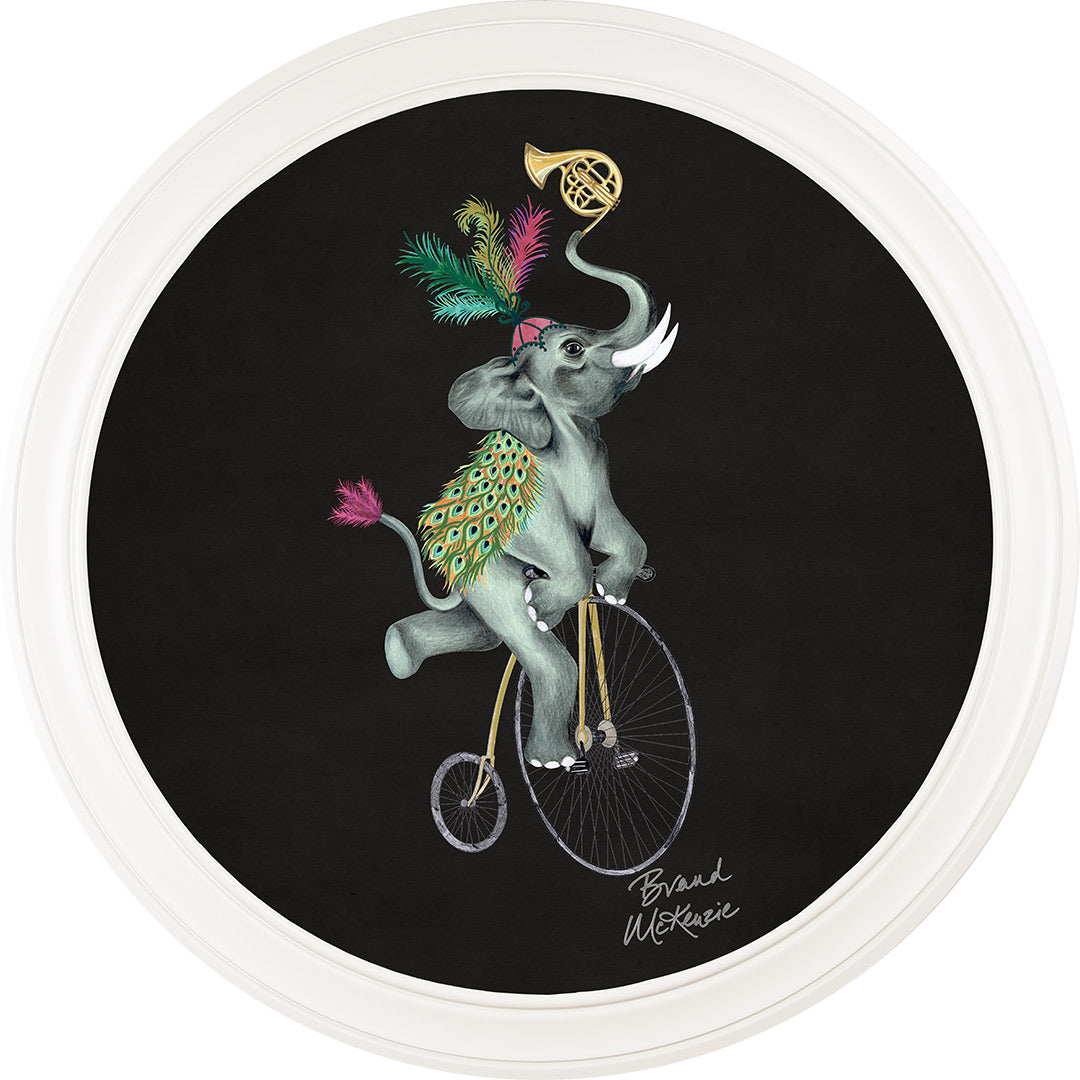 Balancing Act - Elliot on Charcoal Black - Brand McKenzie Framed Art Prints