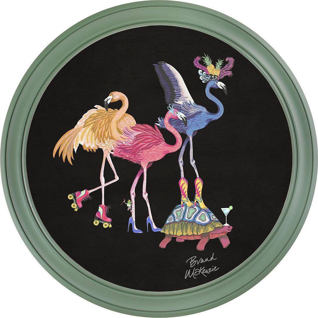 Balancing Act - Flamboyance on Charcoal Black - Brand McKenzie Framed Art Prints