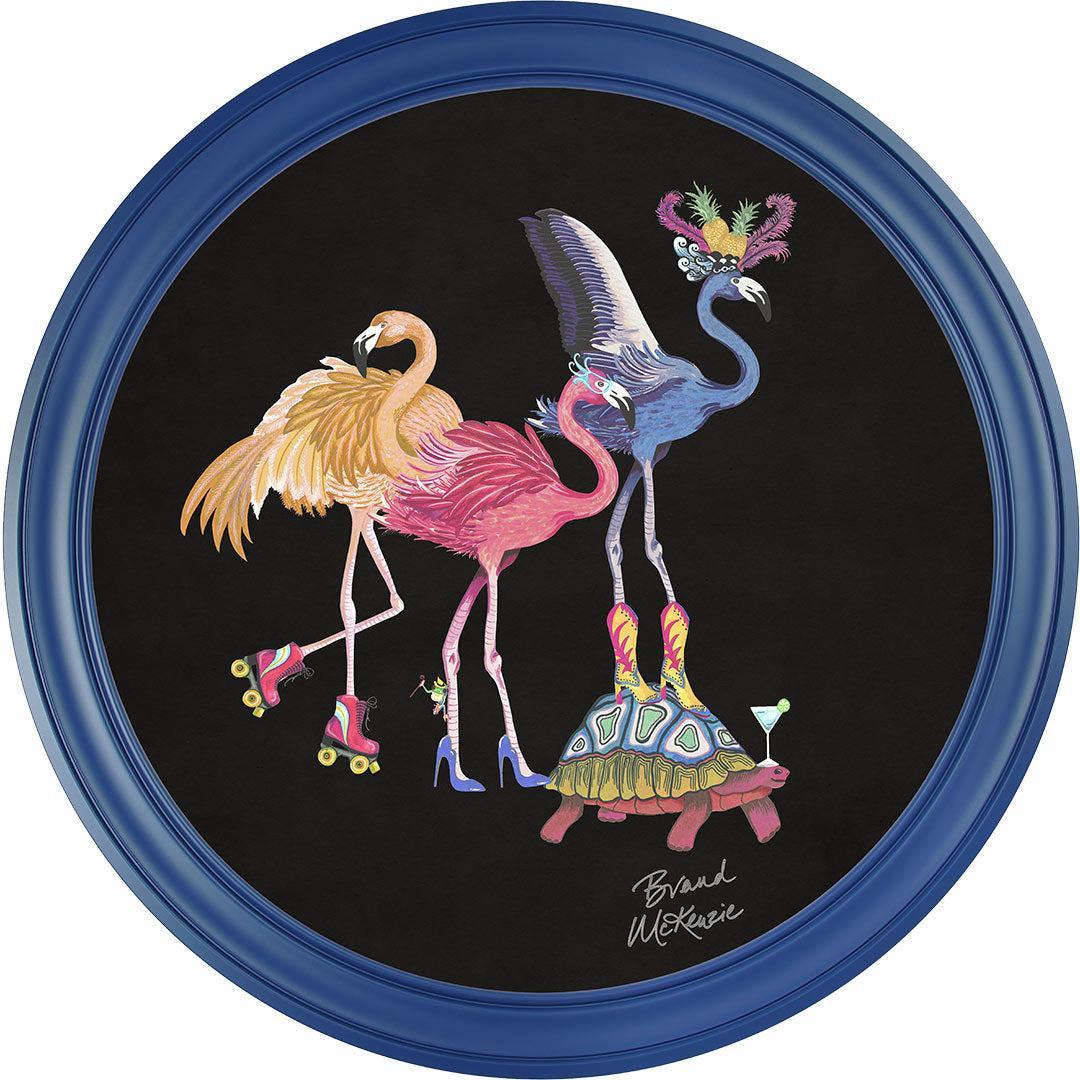 Balancing Act - Flamboyance on Charcoal Black - Brand McKenzie Framed Art Prints