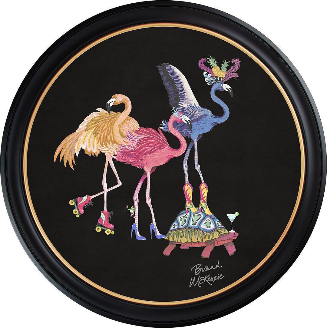 Balancing Act - Flamboyance on Charcoal Black - Brand McKenzie Framed Art Prints