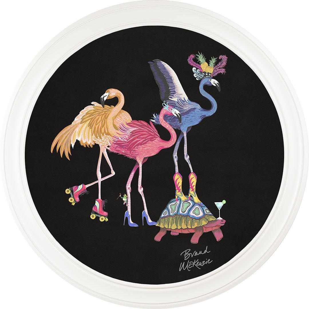 Balancing Act - Flamboyance on Charcoal Black - Brand McKenzie Framed Art Prints