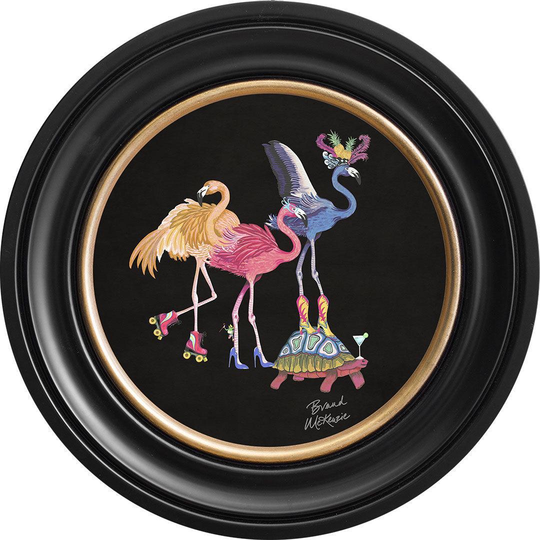 Balancing Act - Flamboyance on Charcoal Black - Brand McKenzie Framed Art Prints
