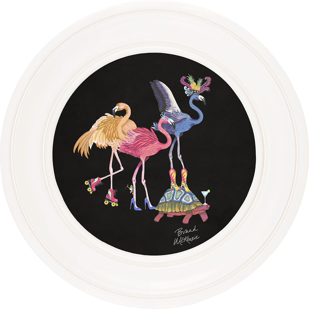 Balancing Act - Flamboyance on Charcoal Black - Brand McKenzie Framed Art Prints