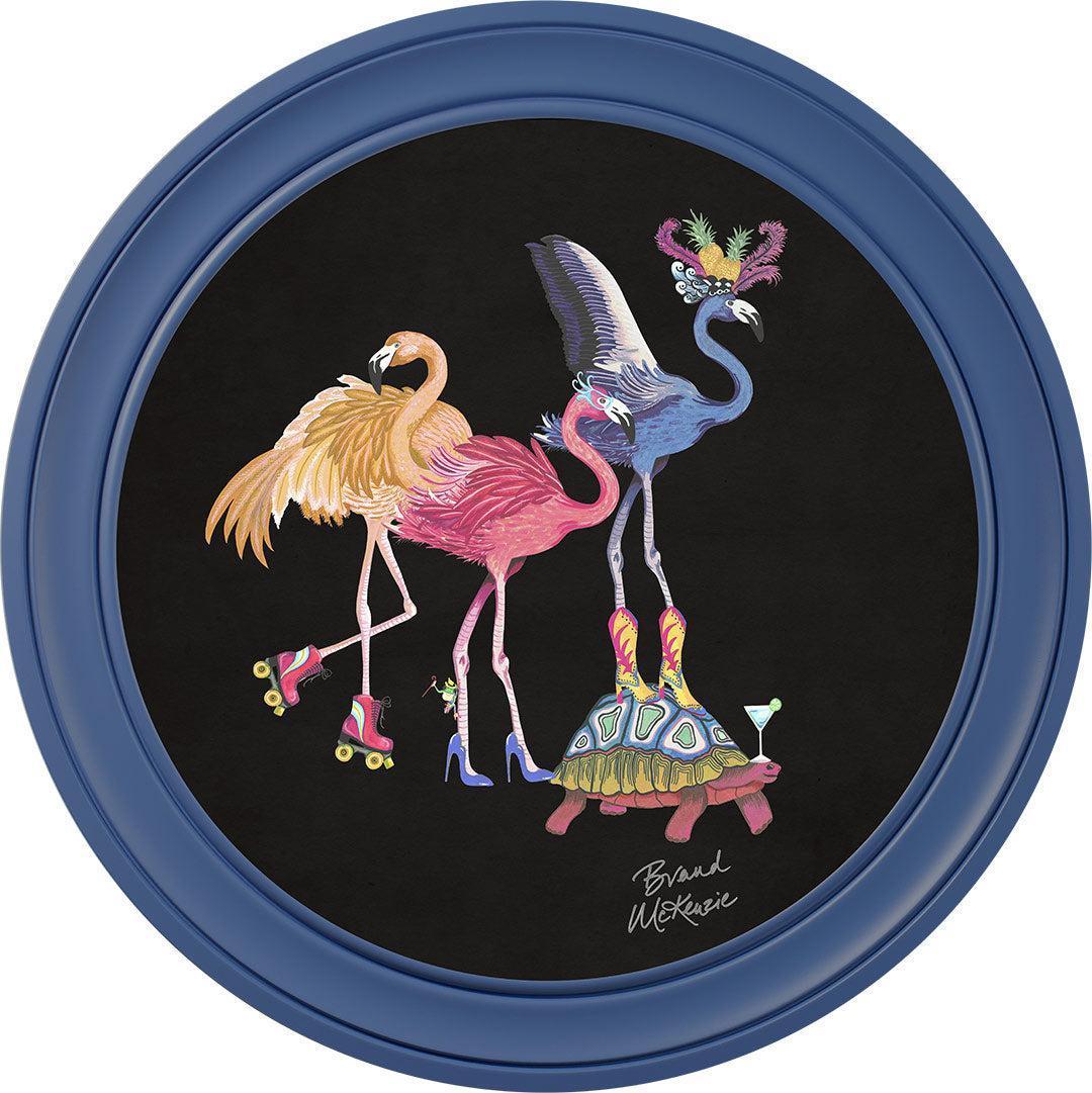 Balancing Act - Flamboyance on Charcoal Black - Brand McKenzie Framed Art Prints