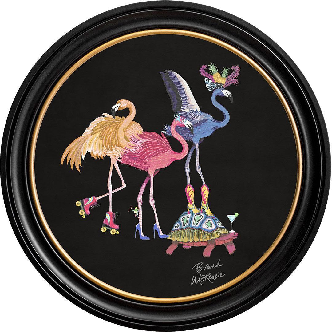 Balancing Act - Flamboyance on Charcoal Black - Brand McKenzie Framed Art Prints