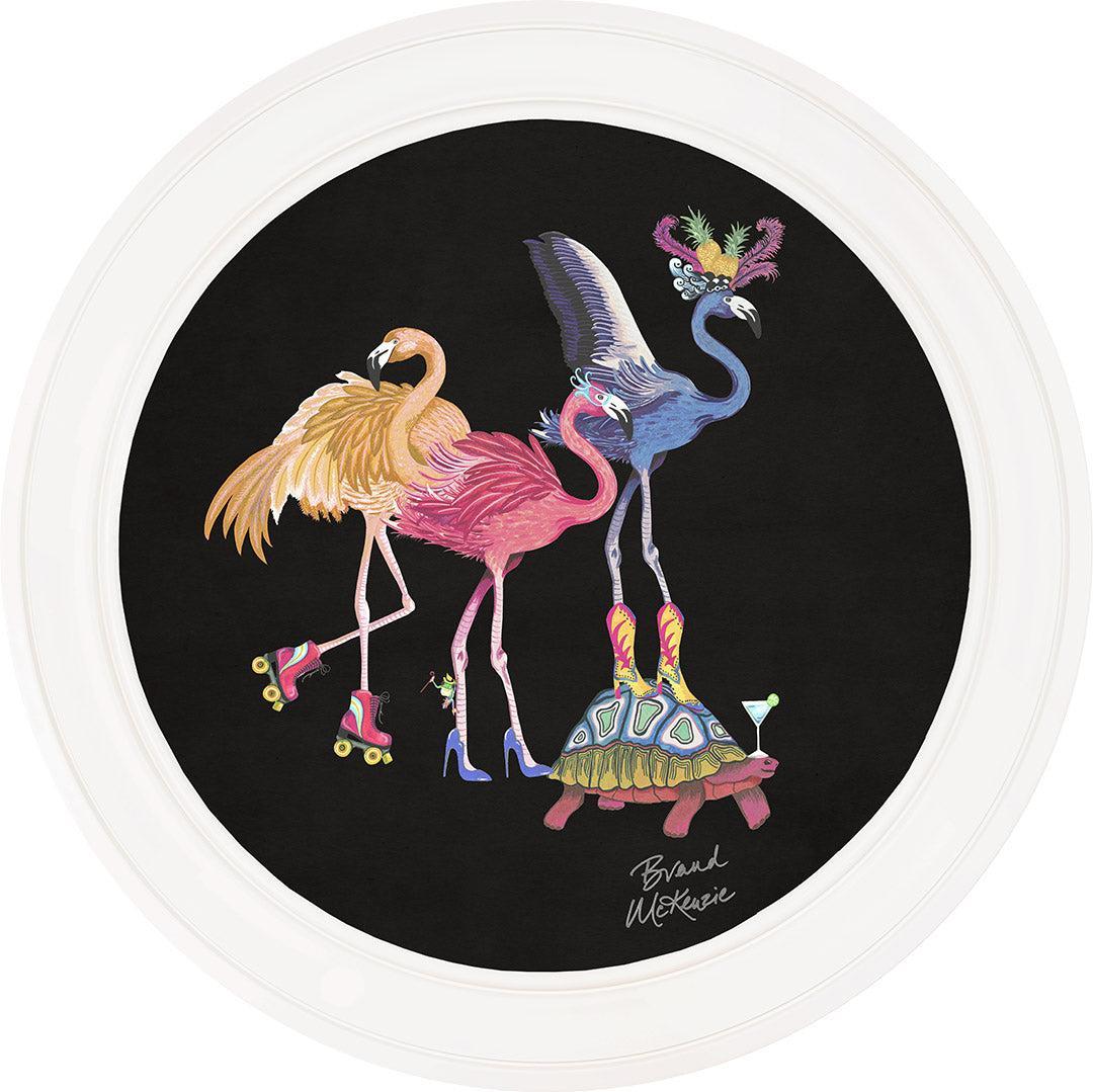 Balancing Act - Flamboyance on Charcoal Black - Brand McKenzie Framed Art Prints