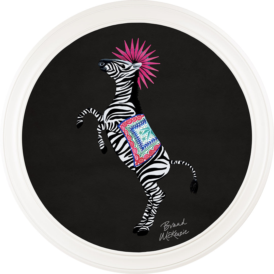 Balancing Act - Kiki on Charcoal Black - Brand McKenzie Framed Art Prints