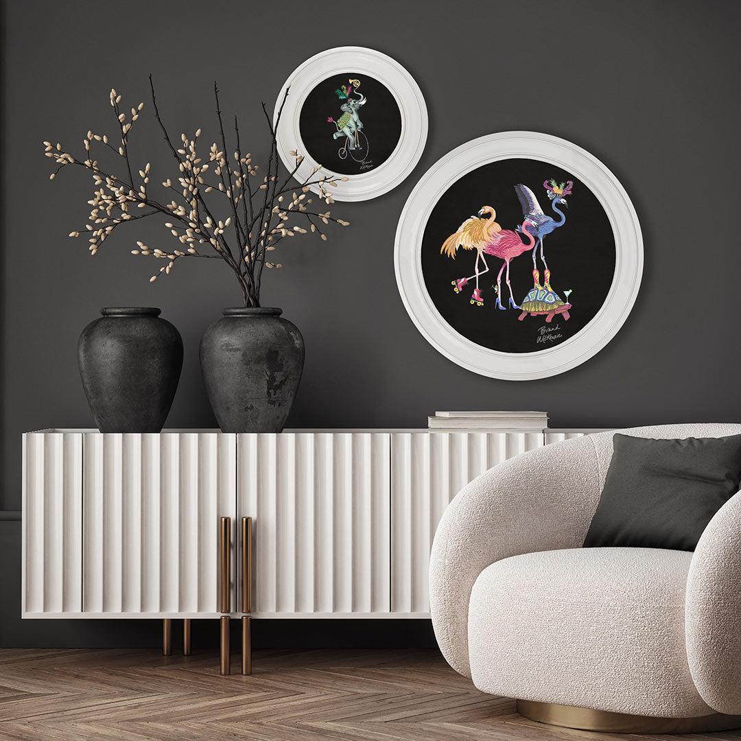 Balancing Act - Kiki on Charcoal Black - Brand McKenzie Framed Art Prints