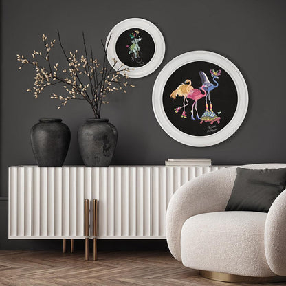 Balancing Act - Kiki on Charcoal Black - Brand McKenzie Framed Art Prints