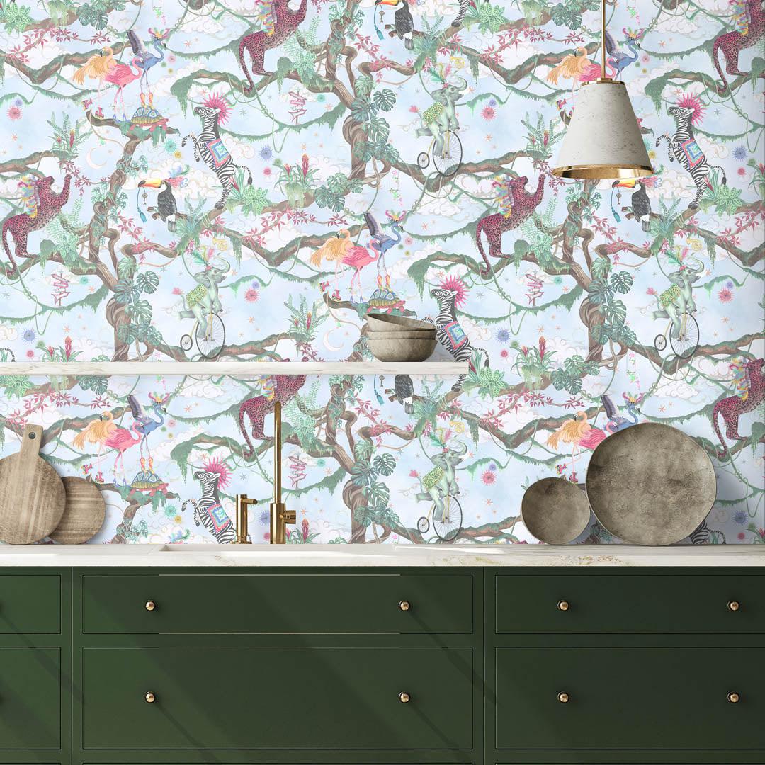 Balancing Act Wallpaper - Blue Sky - Brand Mckenzie