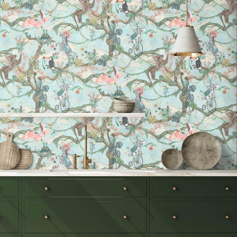 Balancing Act Wallpaper - Green Sky - Brand Mckenzie