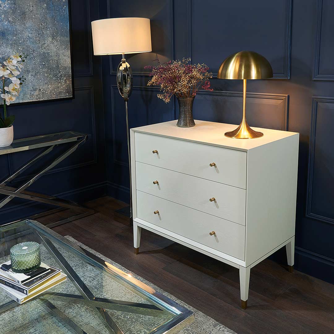 Bayeux White Three Drawer Chest - RV Astley