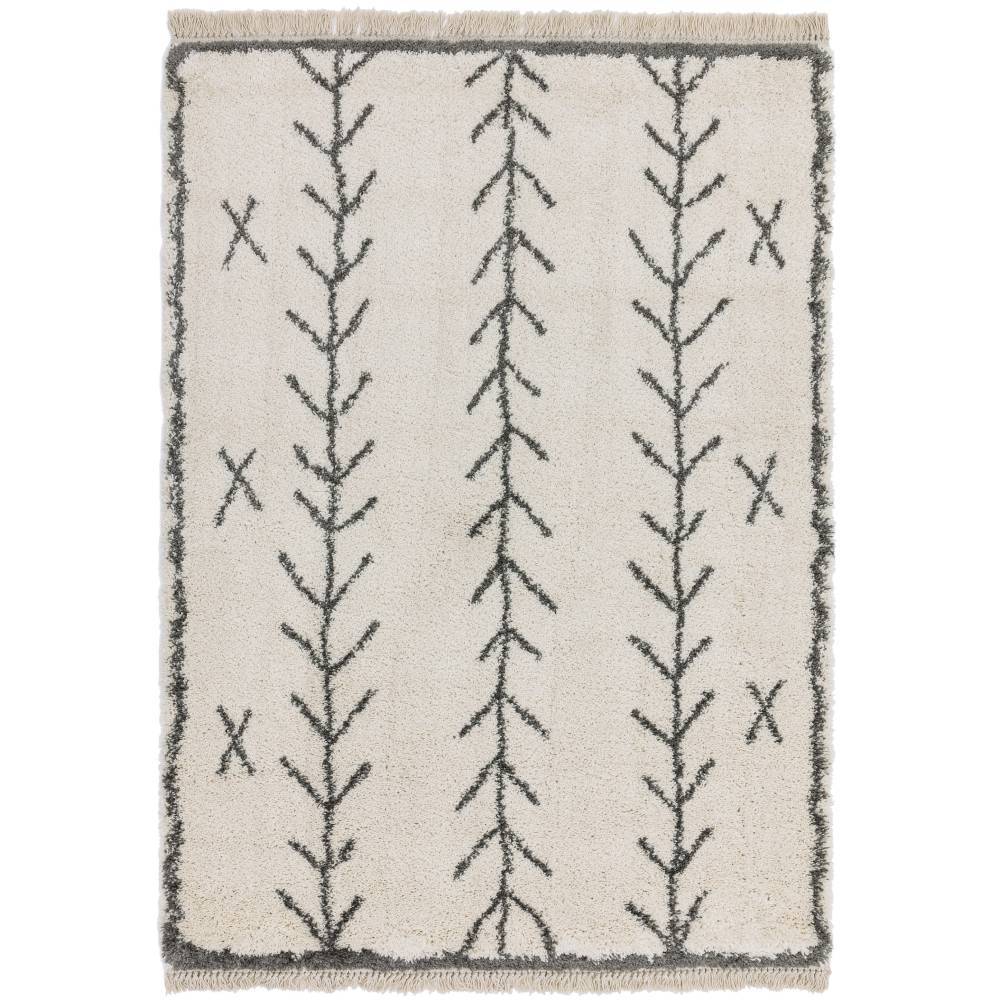 Berber Style Shaggy Rug - Cream Arrow