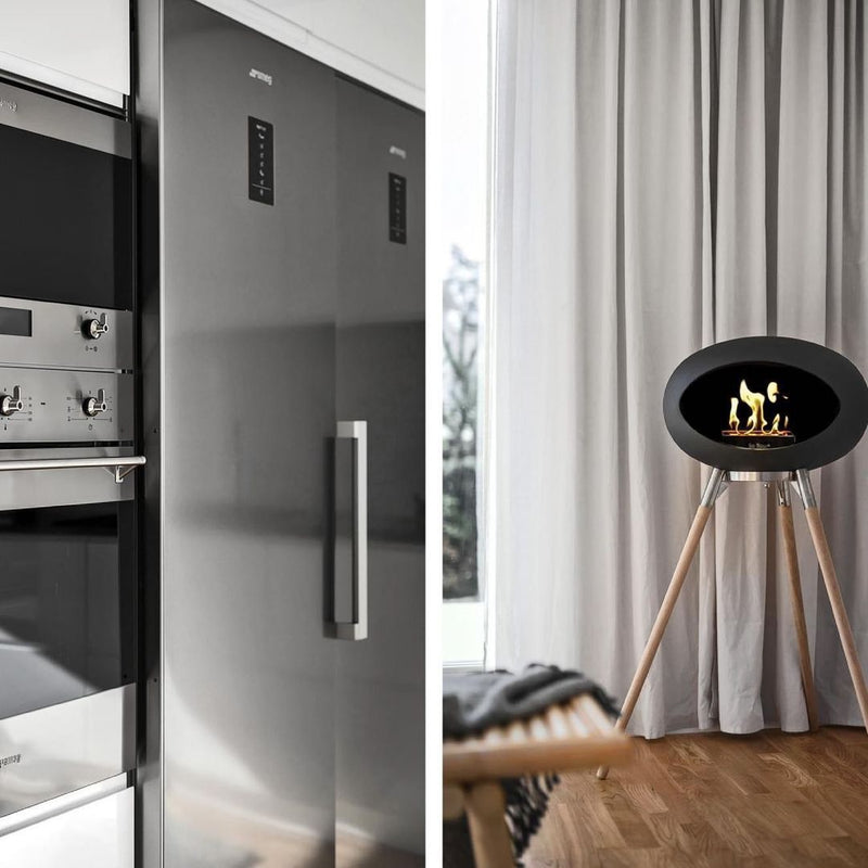 Black Ground Wood Bioethanol Tripod Fireplace - Le Feu