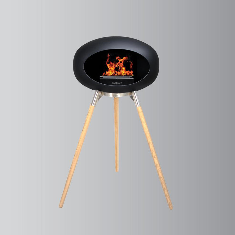 Black Ground Wood Bioethanol Tripod Fireplace - Le Feu