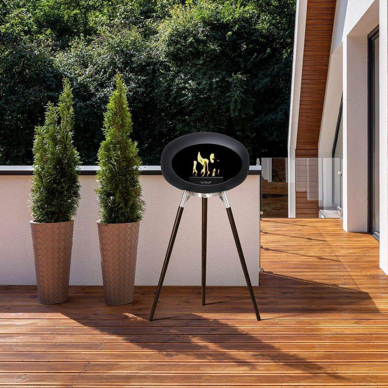 Black Ground Wood Bioethanol Tripod Fireplace - Le Feu