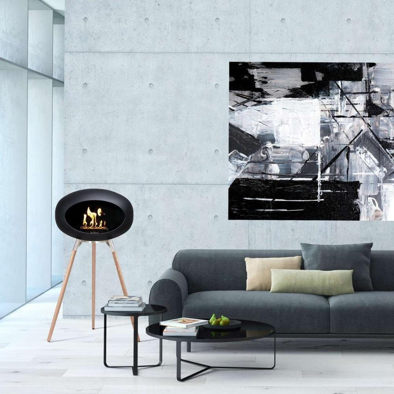 Black Ground Wood Bioethanol Tripod Fireplace - Le Feu