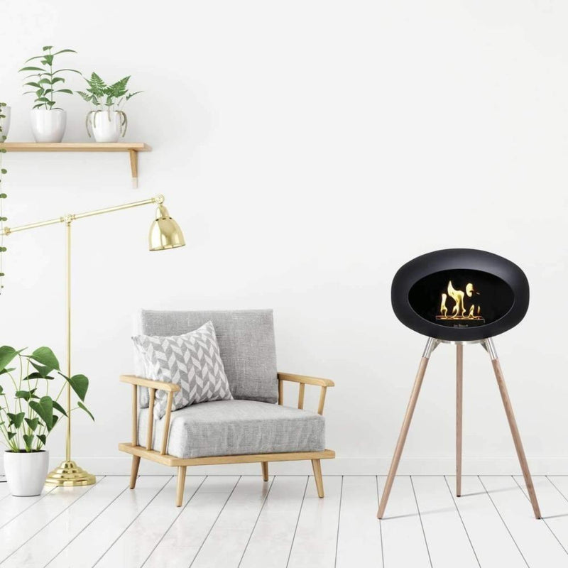 Black Ground Wood Bioethanol Tripod Fireplace - Le Feu